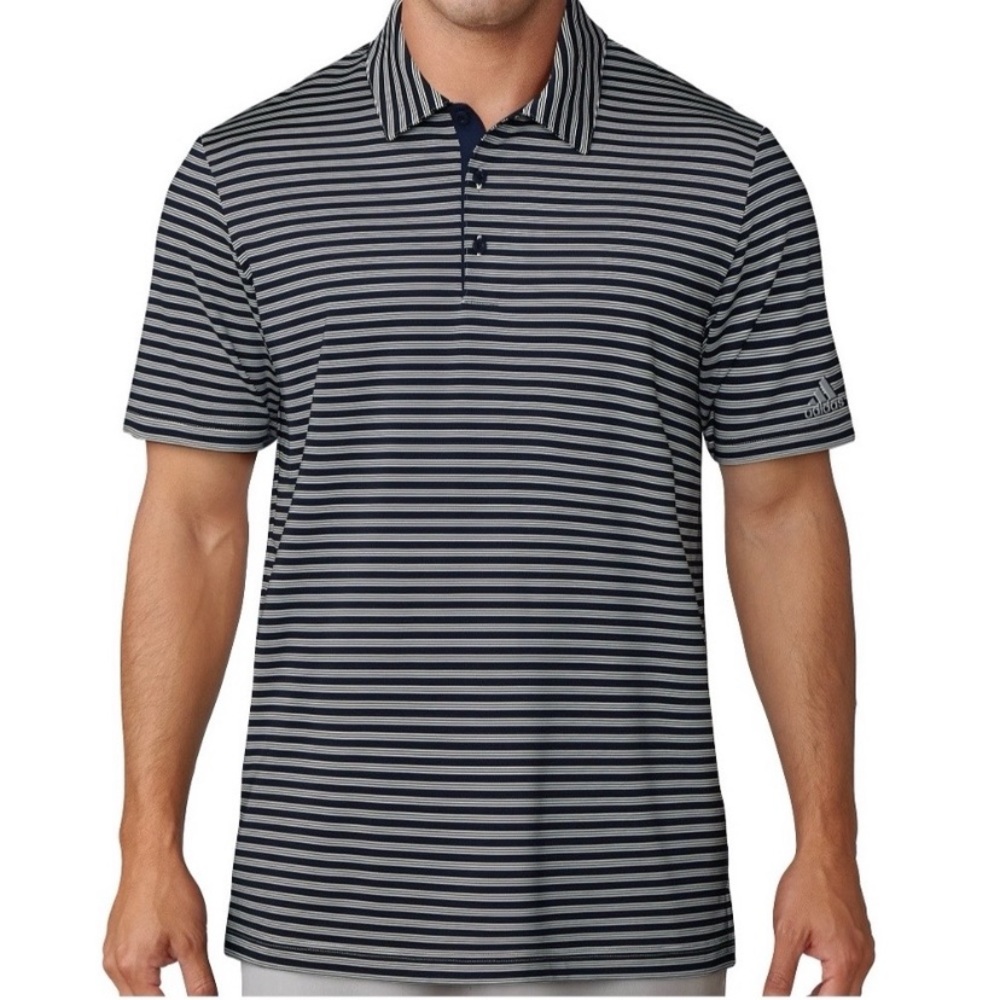 Adidas Navy Stripe Golf Polo Shirt Size Large